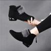 Shoes for Women Winter Plush Warm Women's Boots Low Heel Non-slip Office Ladies Shoes Fashion Zipper Black Casual Short Boots