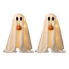 Yousheng Halloween Lighted White Ghost Spooky LED Light-Up Velvet Cloth Ghost with Pumpkin for Holiday Home Kitchen Fireplace Tabletop Decor