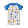 Toddler Boys Rash Guard Swimwear 6 12 18 24 Months 3 Years Cartoon Marine Organisms Print Short Sleeve Swimsuits Front Zipper Bathing Suits