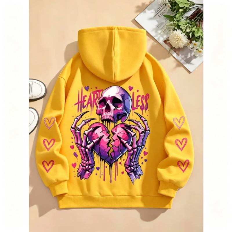 Hoodies for Boys Girls Casual Sweatshirt Kids Clothes Tops Long Sleeve Hoodie Shattered Love Skull Printed Hooded Pullover