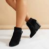 Black Wedge Heel Modern Boots Suede Side Zip Ankle Boots Women Winter Boot Buckle Shoes Botas Mujer Botines Big Size High Heels