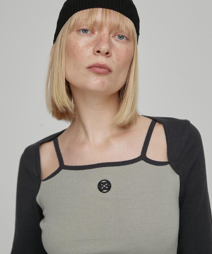 EN OR Combi Sleeveless Knit Top - Khaki