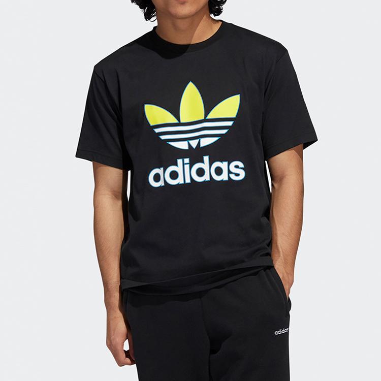 adidas Футболка с круглым вырезом Originals с принтом трилистника, мужская, черная GL5138