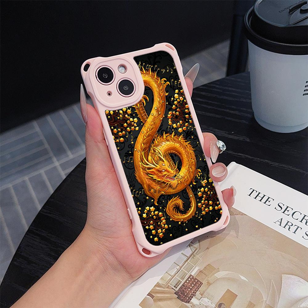 Ae77 Dragon Design Art Soft Phone Cases for iPhone 16 15 14 13 12 11 Pro Max 7 8 Plus XR XS Max with Wrist Strap Lanyard Corner Protection Back Cover