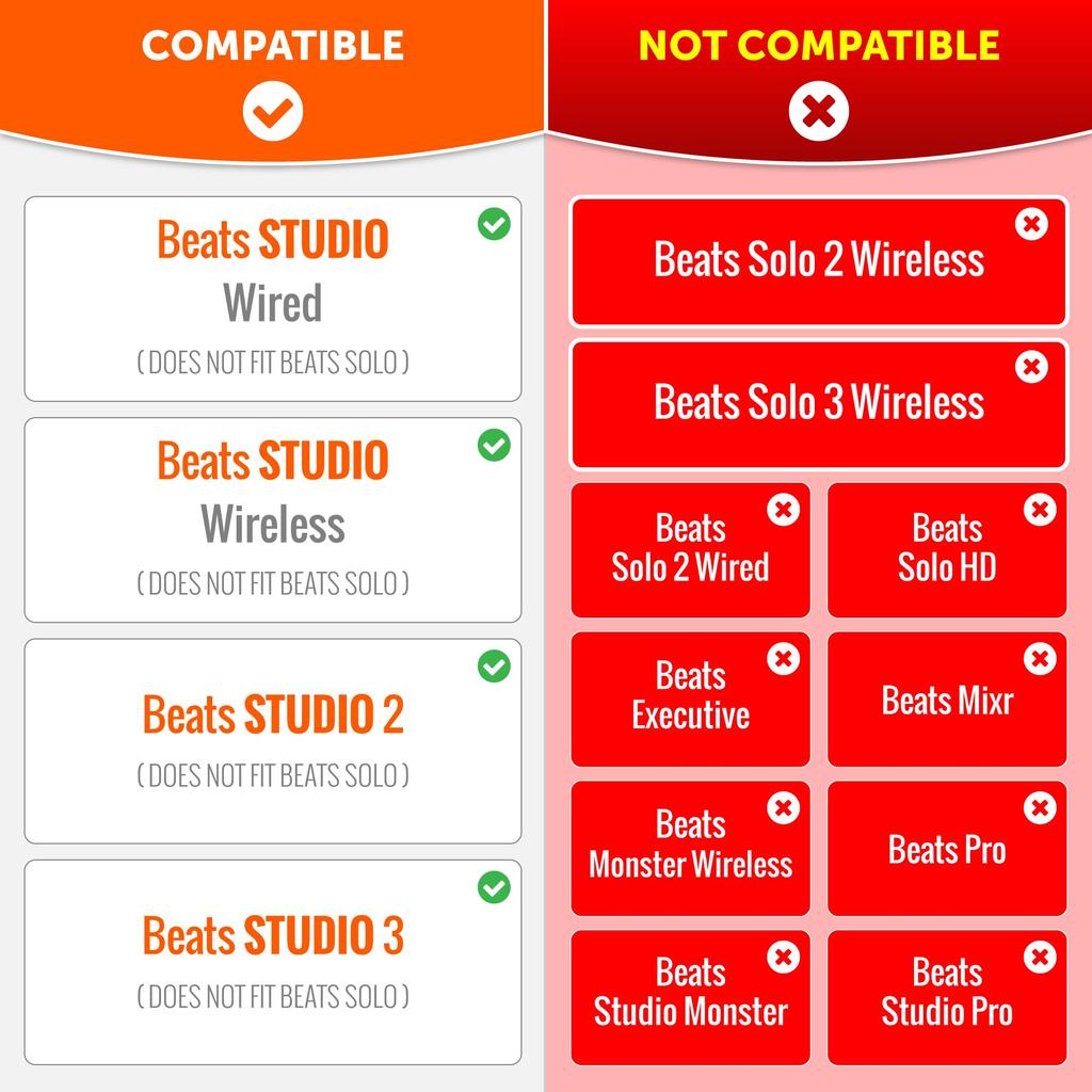 Replacement Ear Pads for Beats Studio 2 3 Wired and Wireless by WC Wicked Cushions Does Not Fit Beats Solo Softer PU Reinforced Stronger Adhesive Red