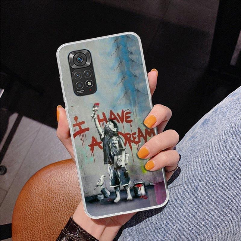 Чехол для телефона Street Art Banksy Graffiti для Xiaomi Redmi Note 15 14 13 12S 12 11 Pro Plus 14S 11S 11E 10 10S 11T 5G Персонализированный C