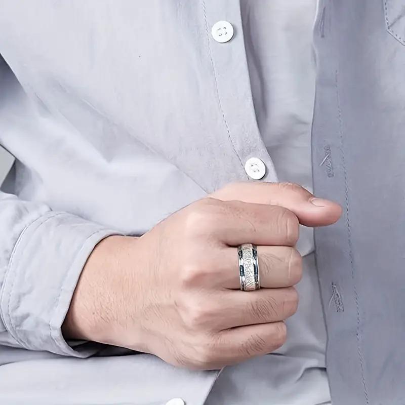 Мужские кольца из нержавеющей стали 8 мм с синим углеродным волокном и метеоритные кольца для мужчин Обручальное кольцо Ювелирный подарок