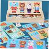 Wooden Dress Up Puzzles Montessori Toys Animal Bear Change Clothes Jigsaw Puzzle Box Matching Games Dressing Kid's Travel Set