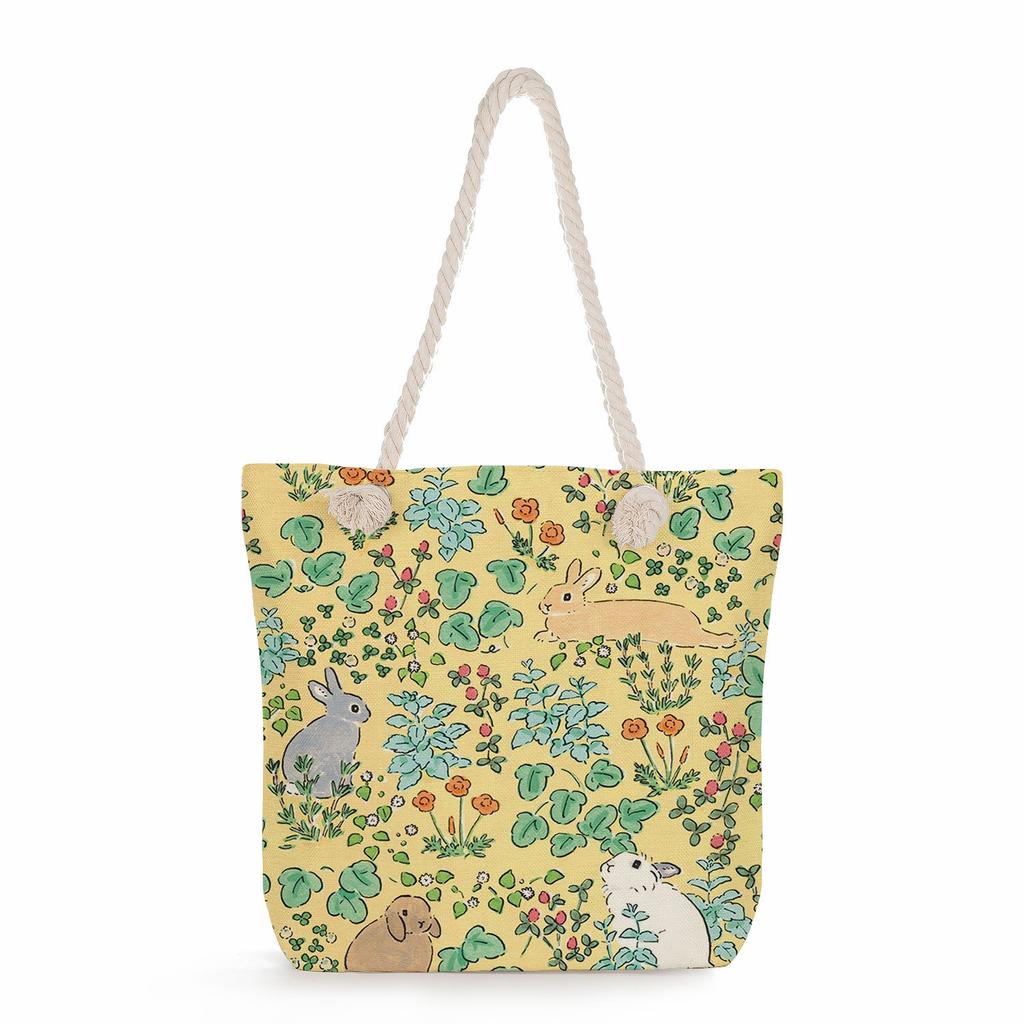 Creative Rabbit print thick rope single-shoulder beach bag 7247 CLE