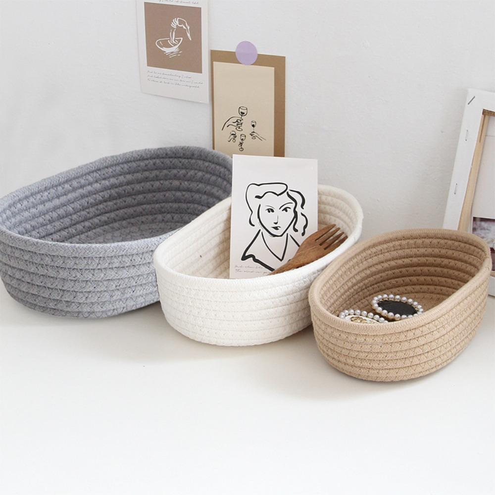 Women Hand Woven Gift Cosmetics Storage Storage Basket Desktop Sundries Nordic Cotton Rope