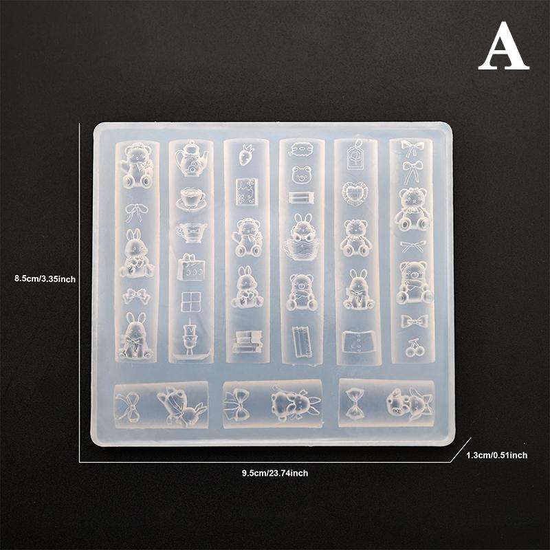 Силиконовая форма для ногтей Мультяшный бант Цветок Бусины Линейная резьба Форма 3D Штамповочная пластина Трафареты для ногтей Инструменты для DIY маникюра Нейл-арт