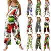 Women's Fashion Christmas Print Casual Retro Sleeveless Button Jumpsuit