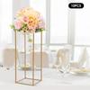 10Pcs Geometric Metal Flower Stands, 80cm Tall Gold Flower Stand Road Lead Metal Floor Vase Column, Centerpiece Rectangular