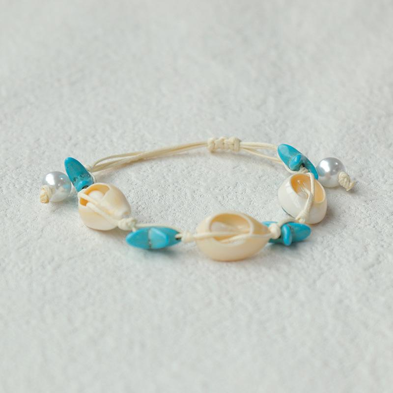Handmade Seashell & Crushed Stone Bracelet with Lobster Clasp - Perfect Summer Travel Souvenir