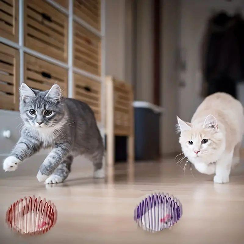 Игрушечные шарики для кошек Забавные растягивающиеся пружинные игрушки для котят Интерактивные клетки для крыс Катающиеся шарики для кошек Случайные цвета Аксессуары для кошек Pet