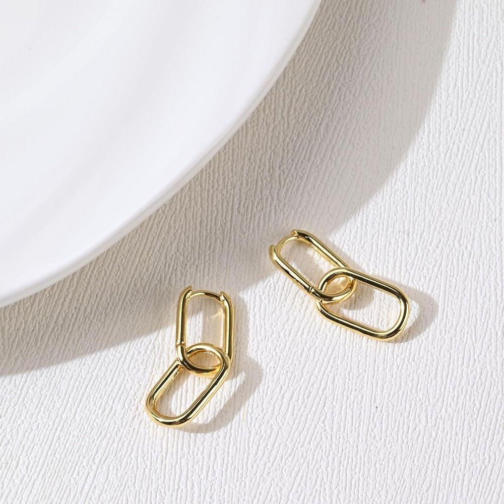 Двойные овальные серьги-кольца Huggie Hoop, квадратные серьги-кольца, новые двойные овальные серьги для женщин