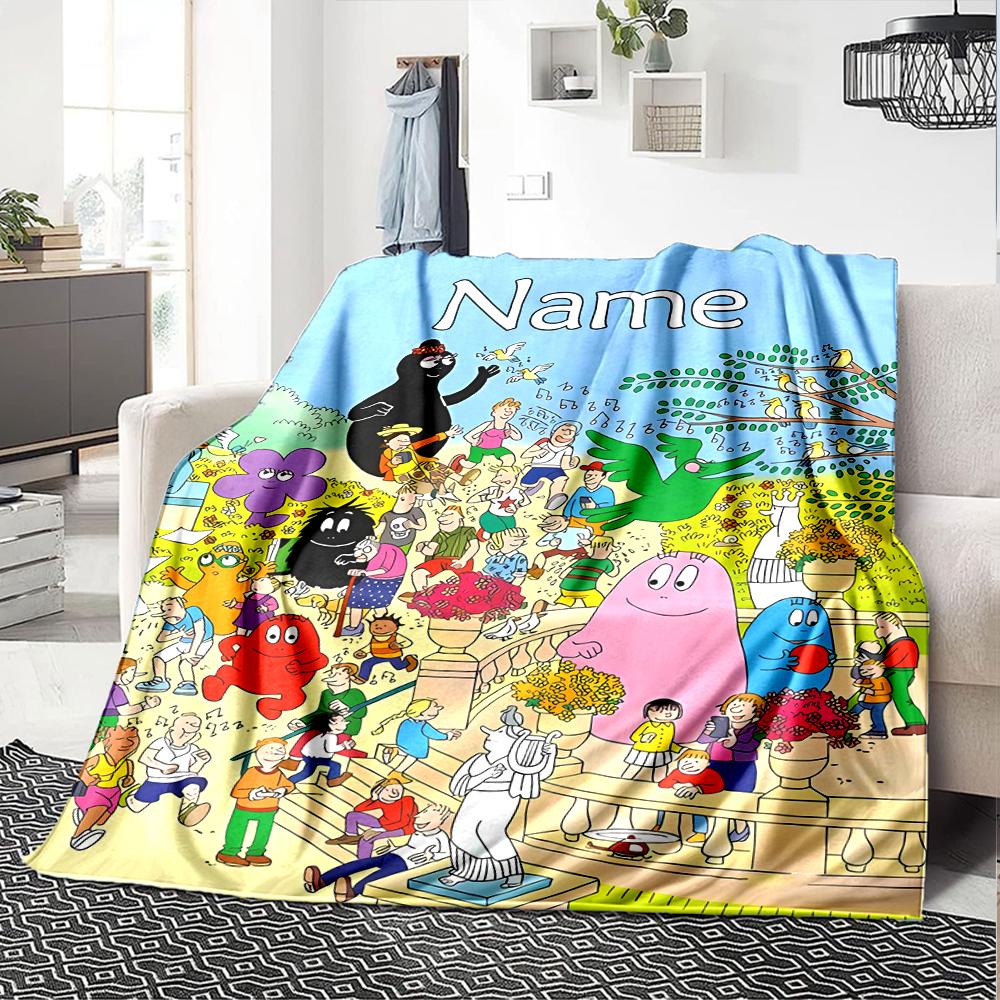 Customiz Name Personality Barbapapa (2) Blanket Soft &Warm Sofa Office Bed Travel Lunch Break Blanket, Gift Suitable for All Seasons