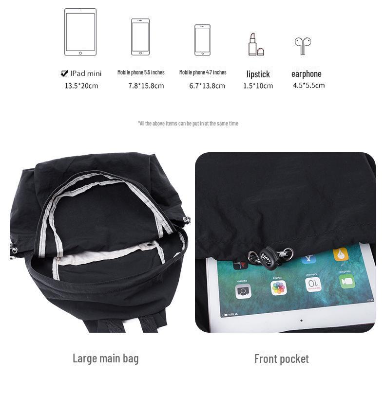 Корейский женский нейлоновый рюкзак весна-лето 2025: Модный однотонный повседневный школьный ранец для студентов