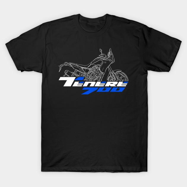 Men Black Print T-shirt Yamaha Tenere 700 2019-2024 No-Cut Transfer Paper Print Cotton Tshirt