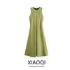 Western Style 2024 Summer New Women Clothes Elegant All-Match Sleeveless Satin Dress Long Dress 8404164