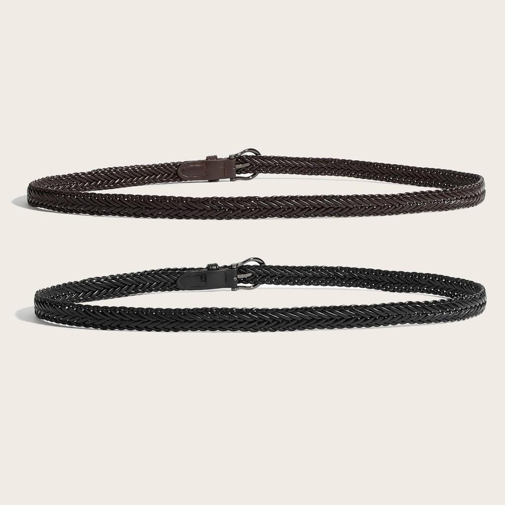Punk Style Woven Leather Belt For Men Women With Metal Buckle For Outdoor Use