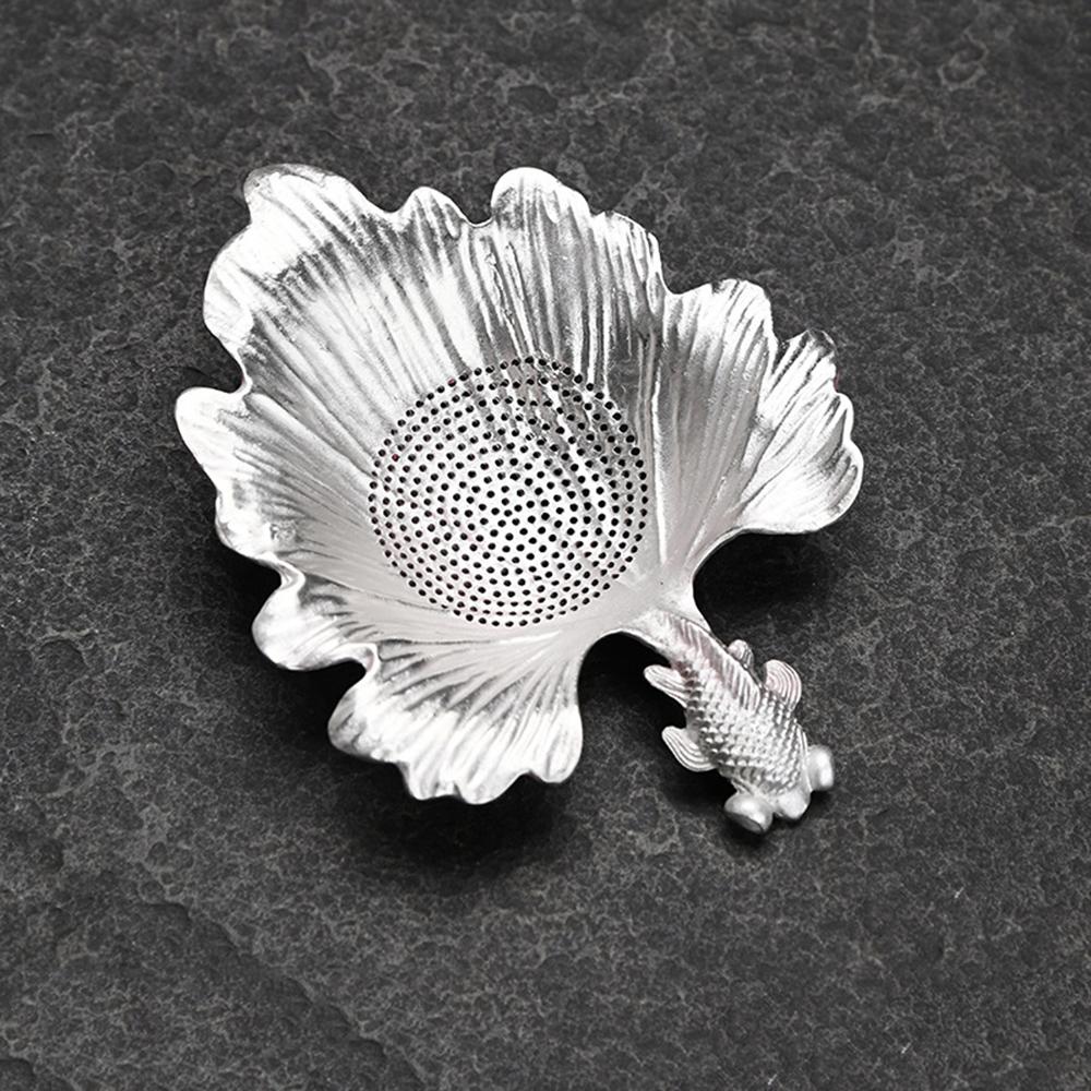 Creative Tea Drain Pure Tin Tea Set Gourd Filter Japanese Handmade Hammered Leaf Filter Kung Fu Tea Ceremony Gift for Friends