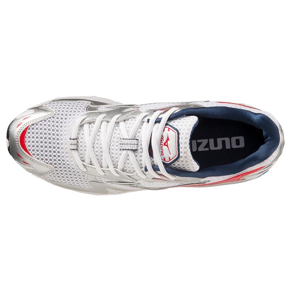Mizuno Wave Rider 10 OG Pack - Красный риск Унисекс Кроссовки Белый Сигнальный-синий D1GA210408