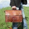 Сумка Кожаная Сумка Goat Messenger Ноутбук Мужчины Старинный Портфель Плечо Коричневый Новый Реальный