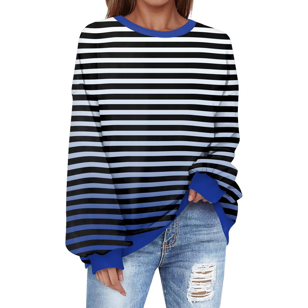 Толстовка большого размера для женщин с круглым вырезом и принтом, с длинным рукавом, толстовка