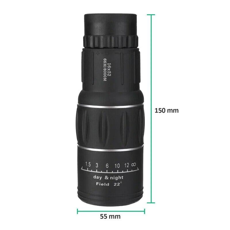 HD 16x52 Optical Telescope Day & Night Vision Monocular Hunting Camping Hiking