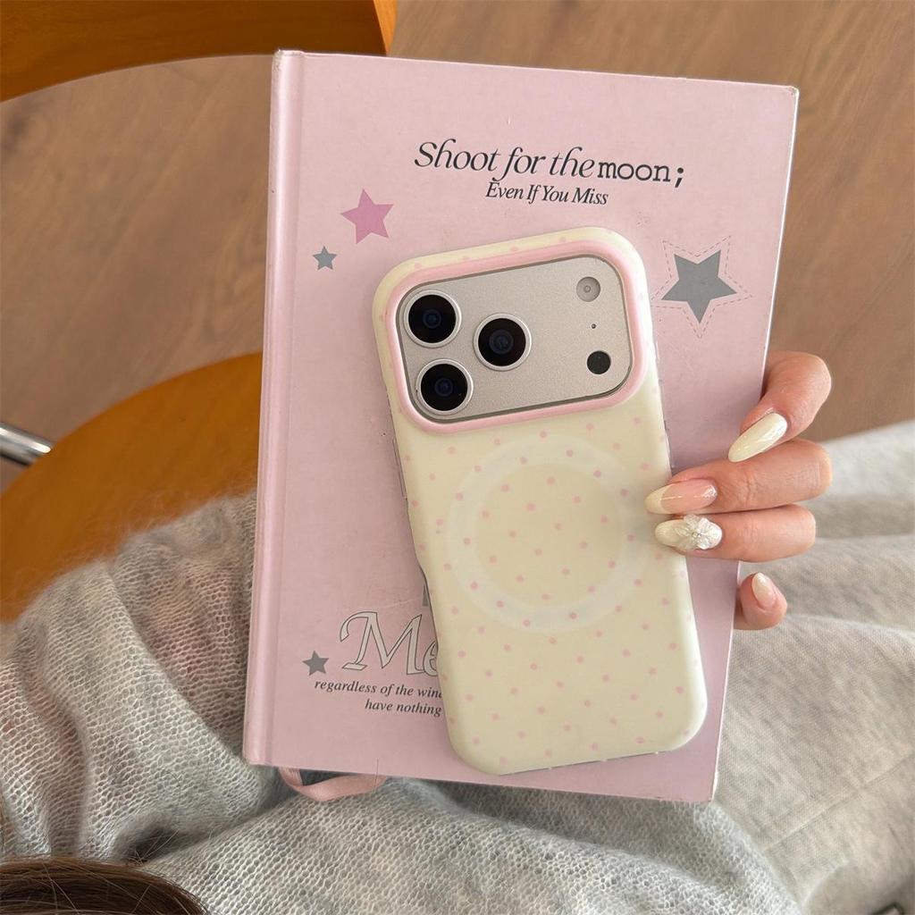 Магнитный чехол для телефона с круглыми краями и горошком для iPhone 14/13/12 Pro Max