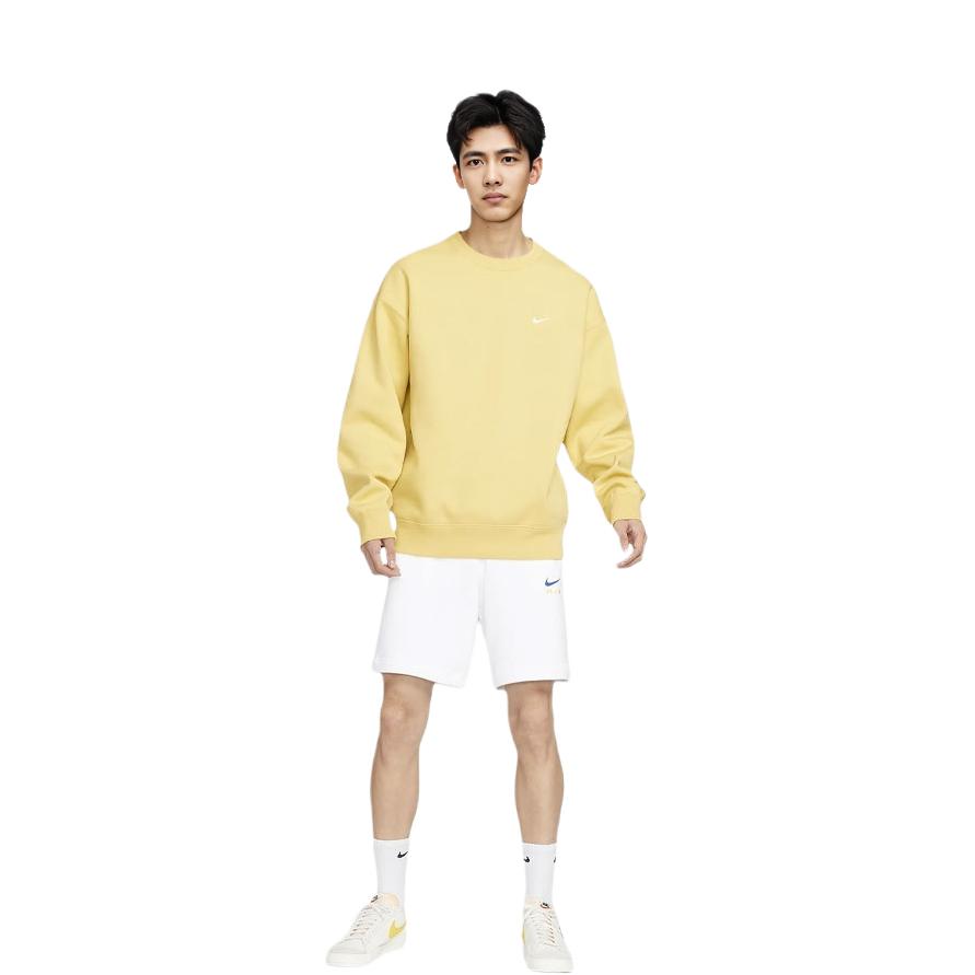 Nike Мужская флисовая толстовка с круглым вырезом Solo Swoosh Желтая DX1362-700