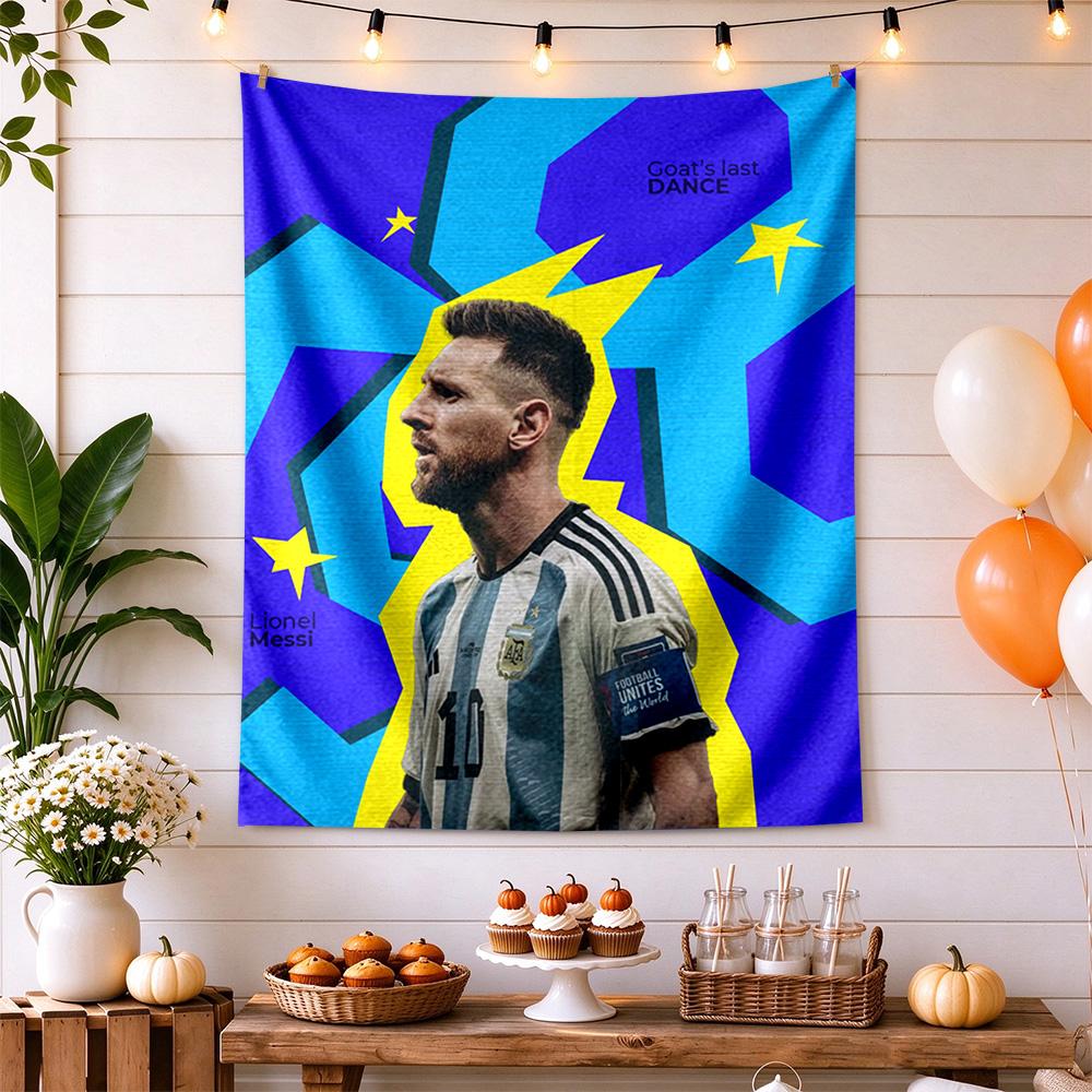 Football Messi Boho Wall Tapestry Cozy Warm Ideal for Studio Wall Living Room Dorm Wall All Season Exotic Pattern Gift for New Home