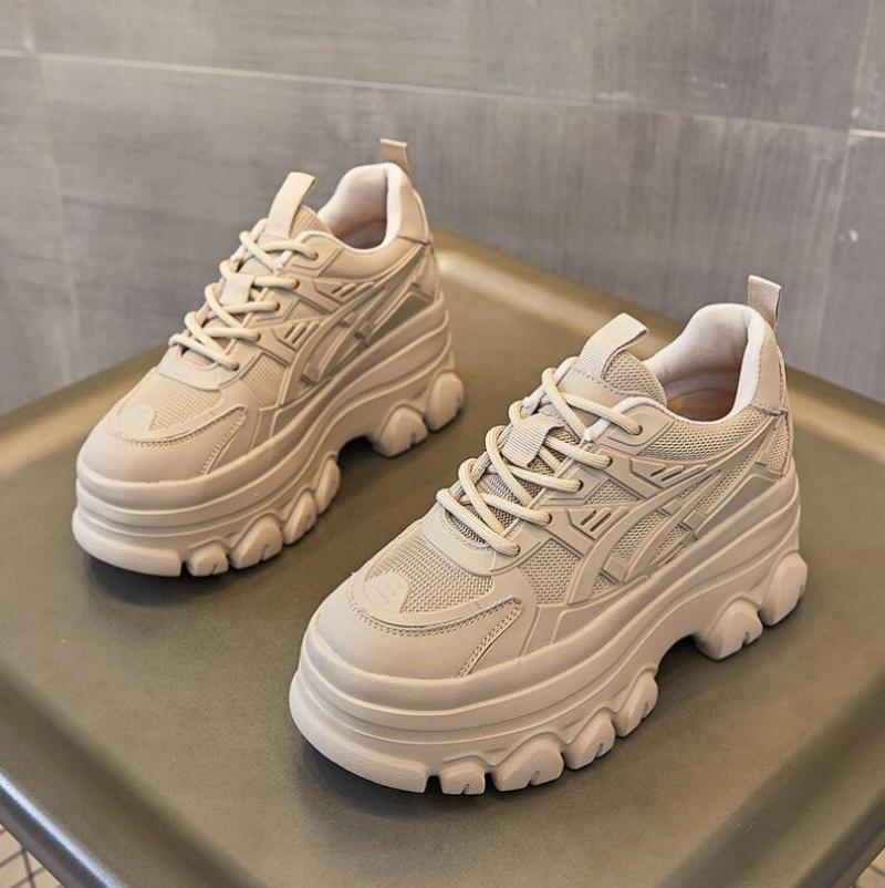 2024 9 см натуральная кожа синтетическая платформа танкетка кроссовки толстый скрытый каблук женская повседневная женская обувь осень-зима женская