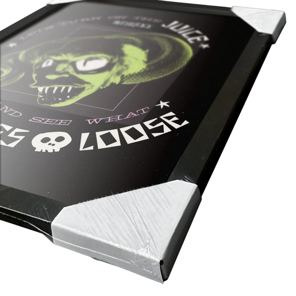 Beetlejuice LetÂ´s Turn On The Juice Framed Poster