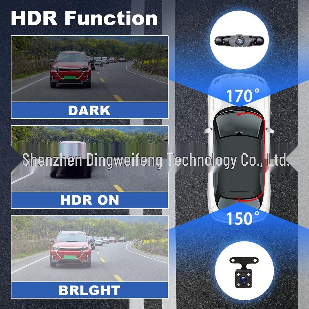 F108 Четырехкамерный видеорегистратор 1080P с мониторингом спереди, слева, справа, сзади и видом заднего хода