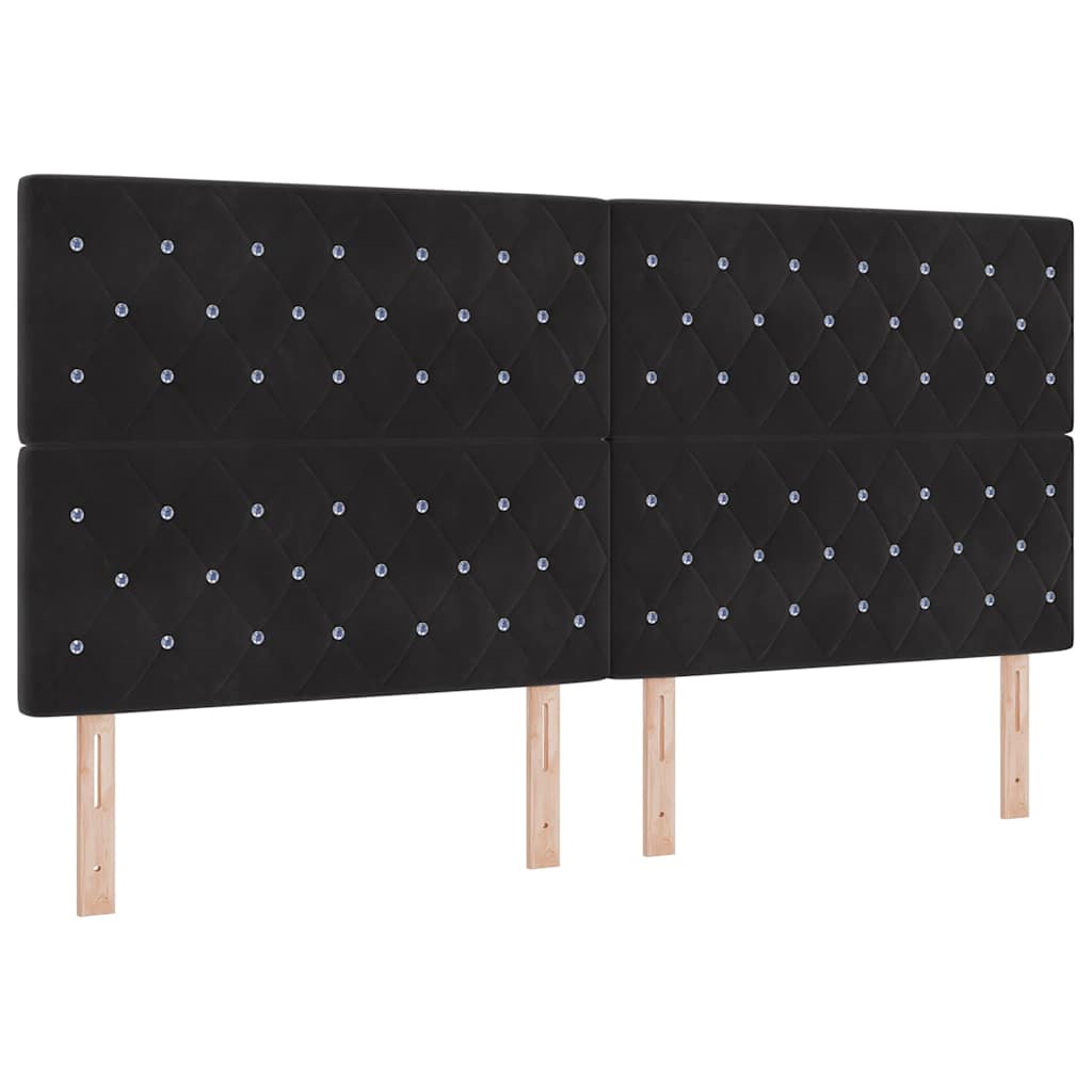 Box Spring Bed with Mattress Black 200 x 200 cm Velvet