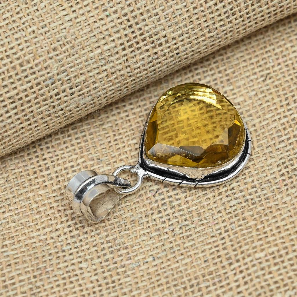 Citrine Topaz Beautiful Gemstone Solid 925 Sterling Silver Handmade Jewelry Pendant