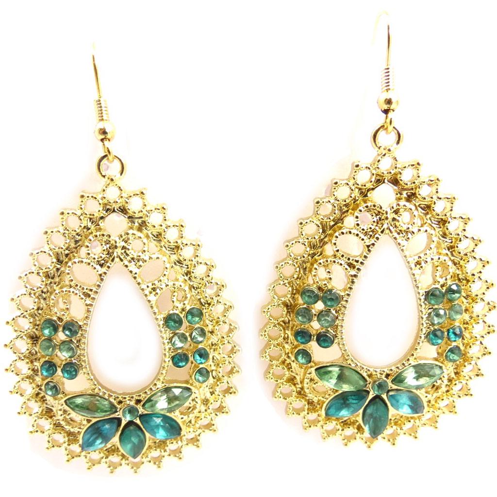 Les Trésors De Lily [K7270] - 2 пары золотисто-зеленых сережек «Скарлетт».