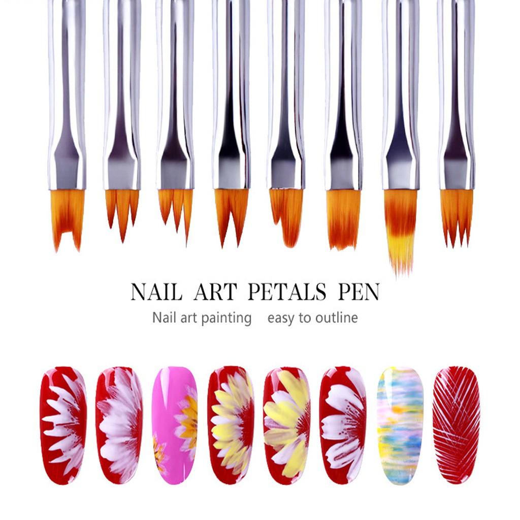 Painted Manicure Flower Brush Petal  Flower Pen Mermaid Gradient 8PCS