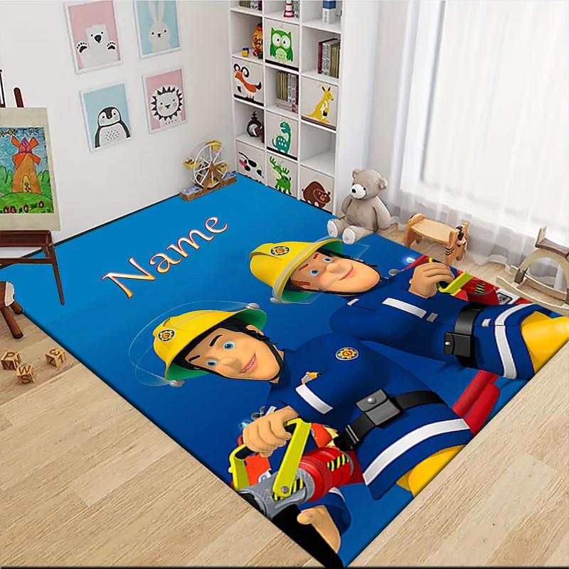 Custom Name Fireman Sam's Adventure Carpet Rug Customizable Soft Washable Anti-Slip Home Living Room Sofa Mats Personalized Rug. 0909274