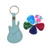 Leather Guitar Picks Holder Case Bag Guitar Shape with Key Ring 5pcs Celluloid Guitar Picks String Instrument Accessories