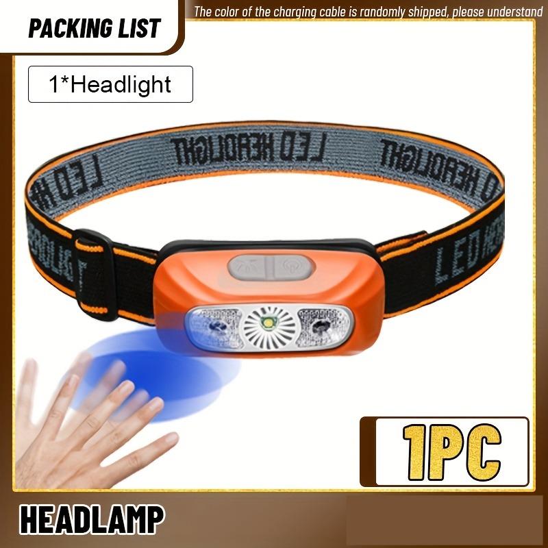 Спортивный налобный фонарь, перезаряжаемый через USB, налобный фонарь с ярким лучом, автоматический переключатель в 3 режимах, для кемпинга, рыбалки и аварийных ситуаций