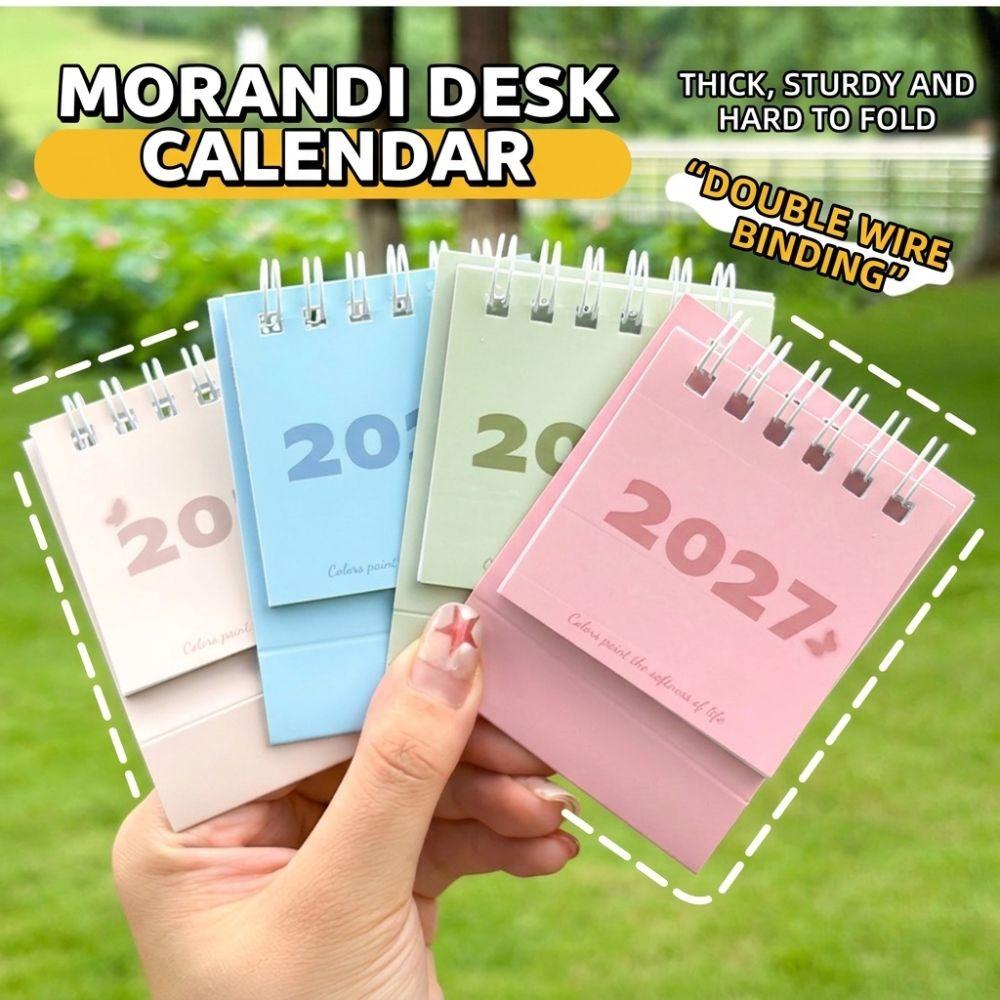 Freestanding Base Mini Desktop Calendar Twin-Wire Binding Table Calendar Home Office