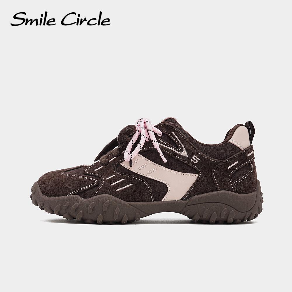 Женские кроссовки из натуральной кожи с круглым носком и шнуровкой, удобная модная повседневная обувь