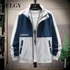 Корейская мужская повседневная куртка, весенне-осенняя молодежная куртка-стойка с воротником-стойкой, соответствующий цвету, модная куртка-топ