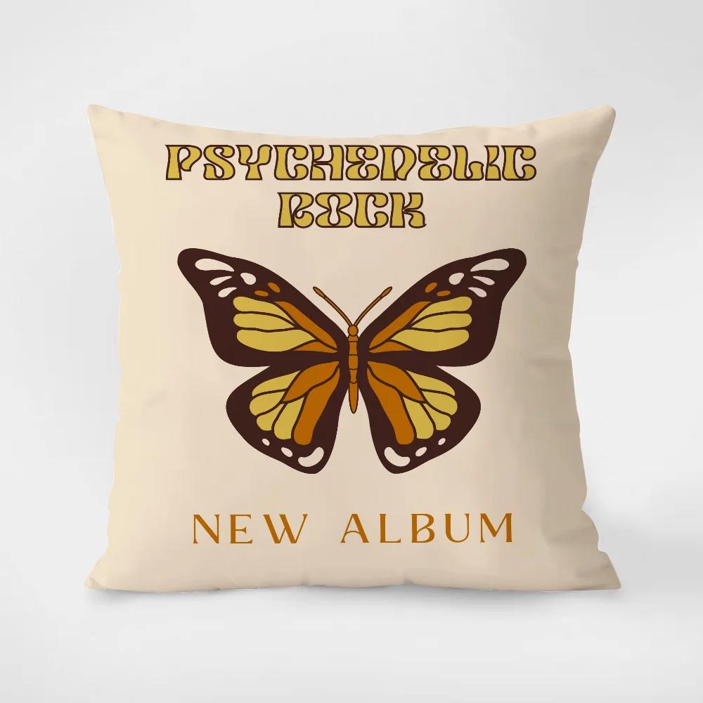 Cushions Cover 45*45 Floral Butterfly Inspiring Quote Duplex Printing Ornamental Pillows for Living Room Short Plush Pillowcase