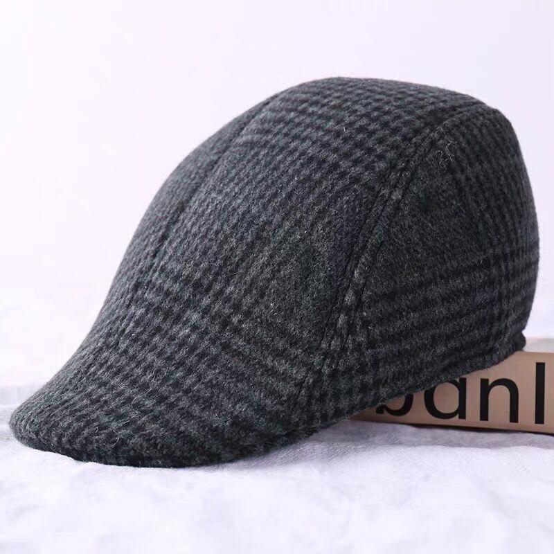 Middle-Aged And Elderly Woolen Baseball Cap Men'S Winter Casual Thickened Warm Cotton Hat Outdoor Riding Cap