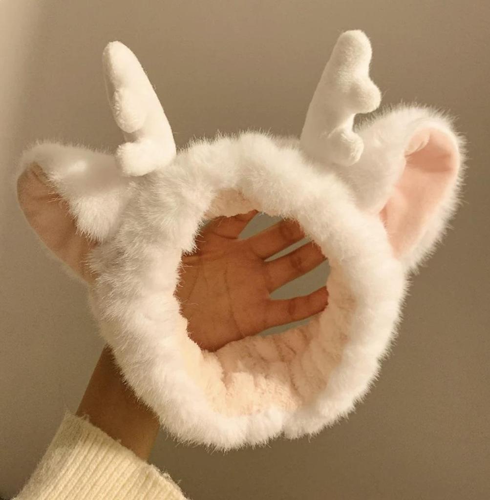 Бордовый плюшевый ободок с рогами дракона - Мультяшные рога для умывания и веселых выступлений