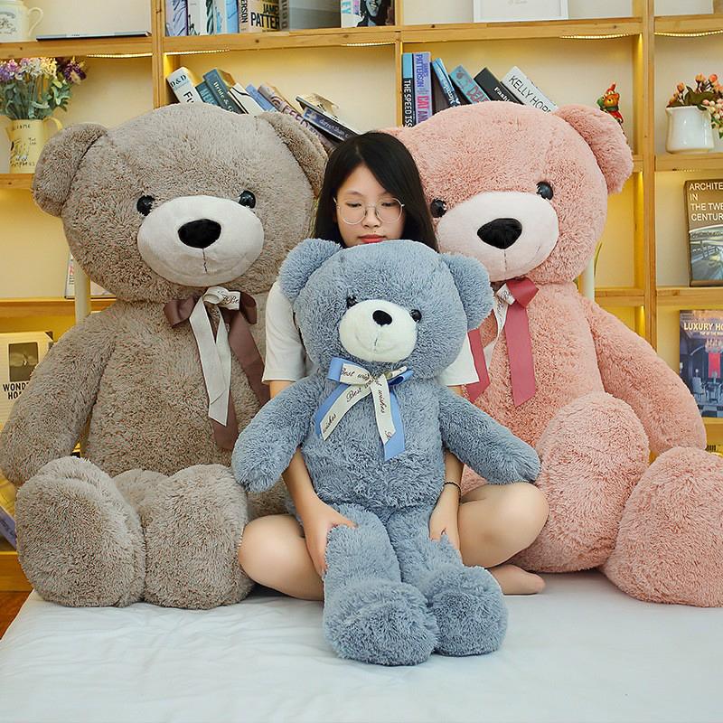 80/100cm Bear Plush Doll Stuff Bear Huge Pillow Soft Animal Cushion Room Decor Kid Toy Girlfriend Valentine's Day Birthday Gifts